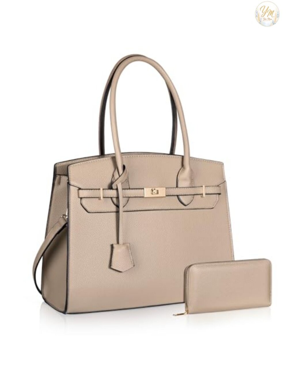 Women's Satchel Bag with Matching Wallet Vegan Leather Adjustable Strap Work